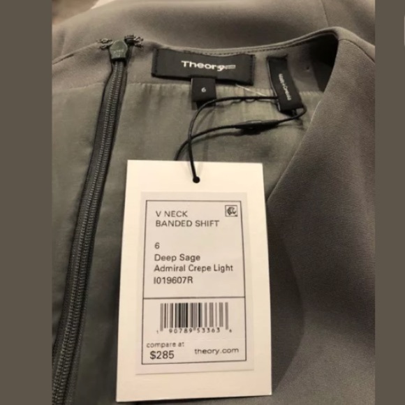 Theory Women's V-neck Crepe Banded Shift Dress NWT - Picture 6 of 6